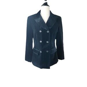 Gap Velvet Blazer Womens 4 Black Whimsigoth Preppy Double-Breasted Old Money